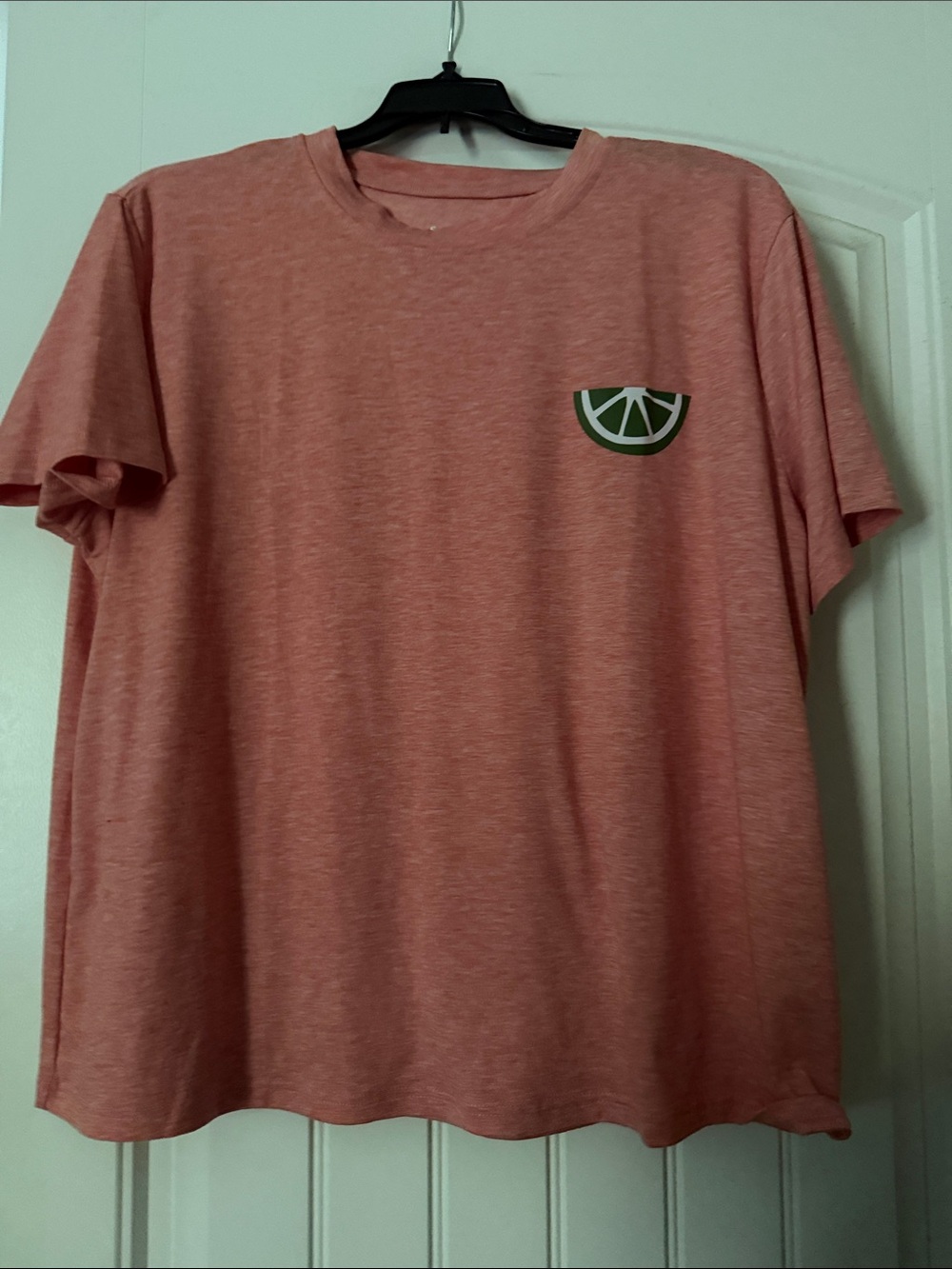 SHEIN Pink Short-Sleeve Crewneck T-Shirt with Green Lime Graphic